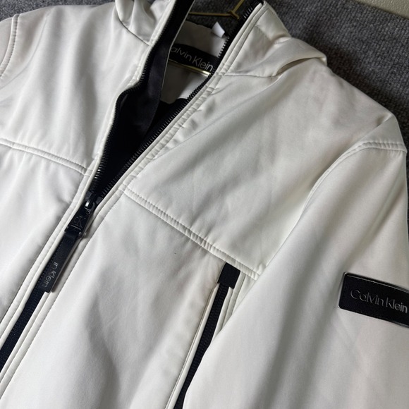 Calvin Klein White Soft Shell Hooded Jacket Women's Size S Small - Picture 1 of 7